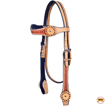 HILASON Western Horse Headstall Tack American Leather Tan | for Horses Headstalls